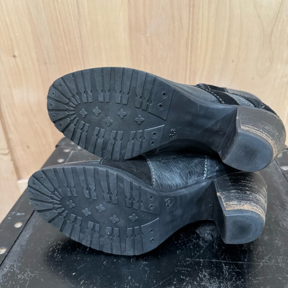 Dromedaries Leather Booties Size 6 36 Black Gray Leather Suede Short Boots Shoes - Picture 8 of 15